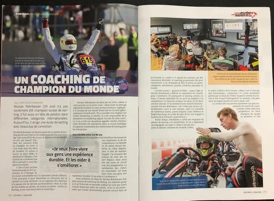 coaching karting reportage dans Auto Sport Suisse