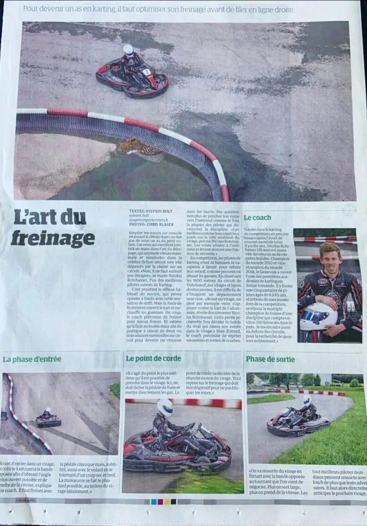 Article karting sur journal Le Matin
