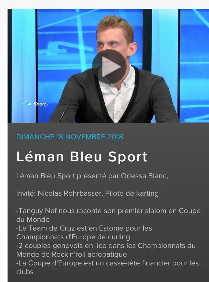 Rencontre avec Nicolas Rohrbasser, coach karting, sur Léman Bleu