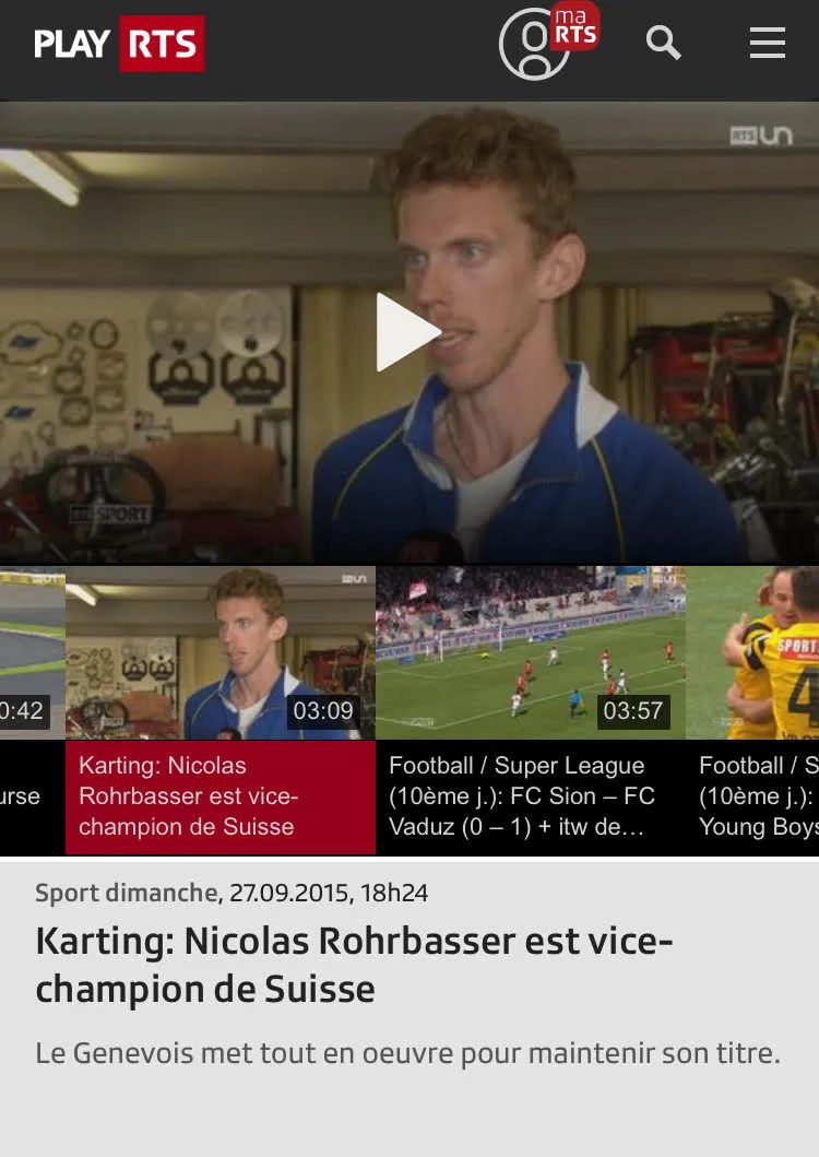 Reportage RTS sur le coach Karting Nicolas Rohrbasser